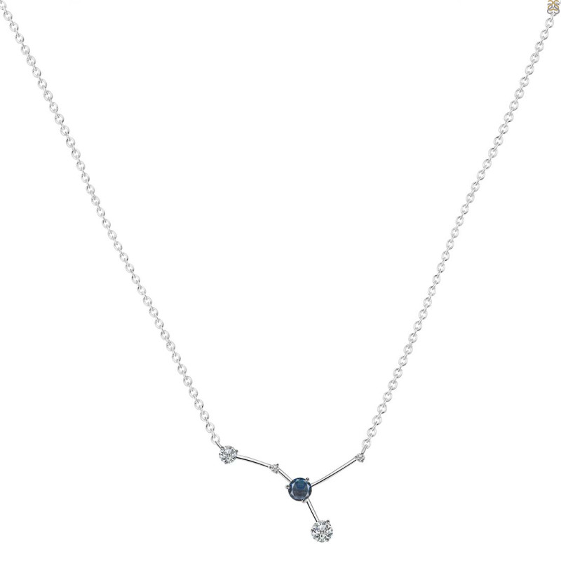 cancer Zodiac Star Constellation Labradorite & White Topaz Necklace LBD-RDN-486.