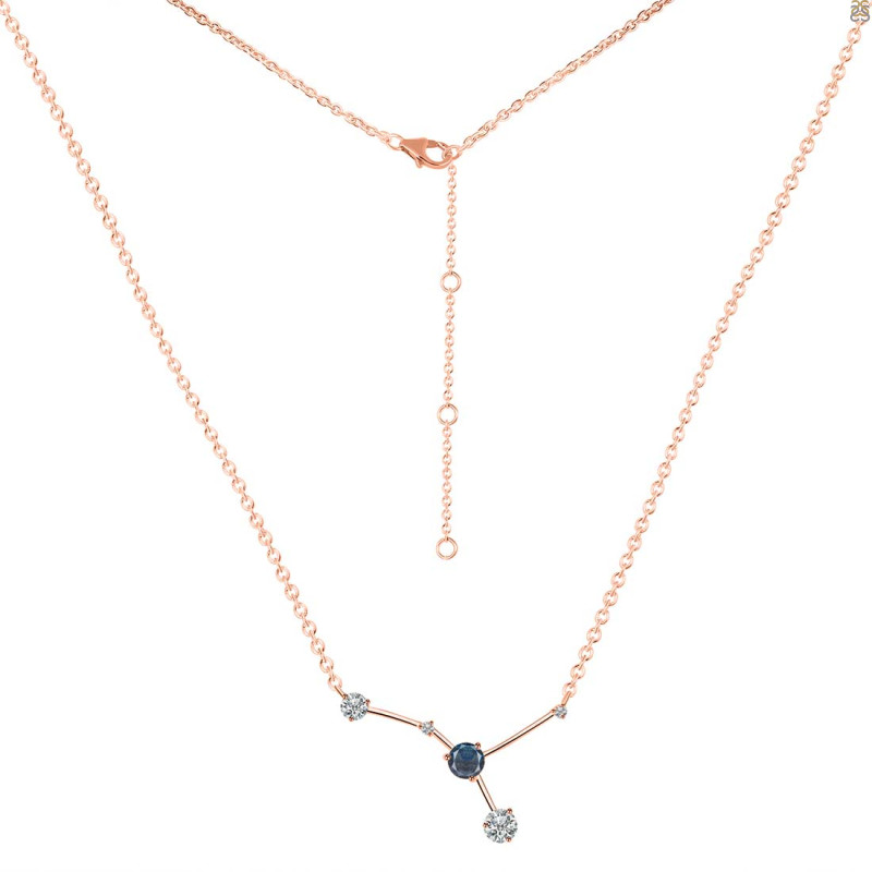 cancer Zodiac Star Constellation Labradorite & White Topaz Necklace LBD-RDN-486.