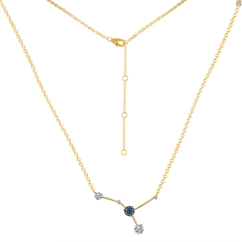 cancer Zodiac Star Constellation Labradorite & White Topaz Necklace LBD-RDN-486.