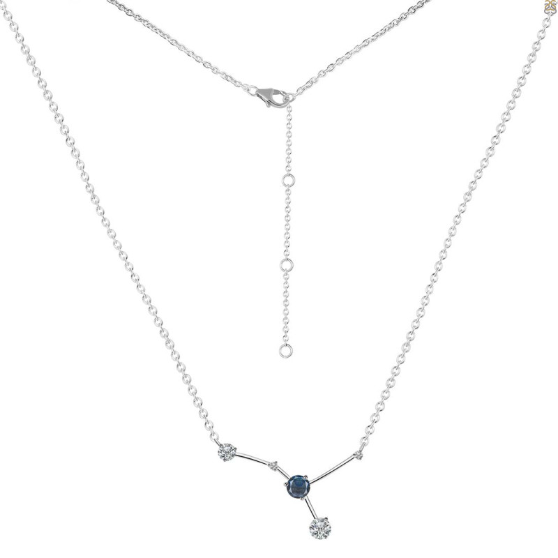 cancer Zodiac Star Constellation Labradorite & White Topaz Necklace