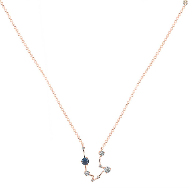 Aquarius Zodiac Star Constellation Labradorite & White Topaz Necklace LBD-RDN-487.