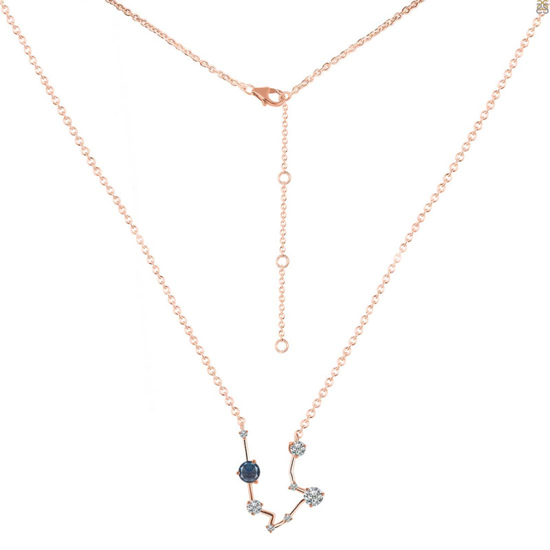 Aquarius Zodiac Star Constellation Labradorite & White Topaz Necklace LBD-RDN-487.