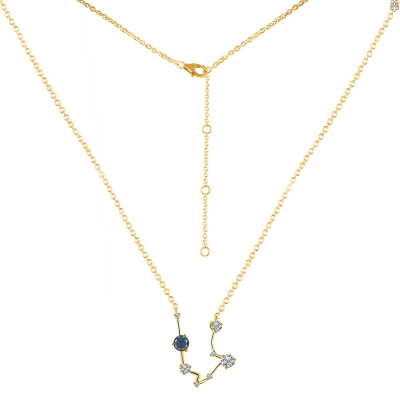 Aquarius Zodiac Star Constellation Labradorite & White Topaz Necklace LBD-RDN-487.
