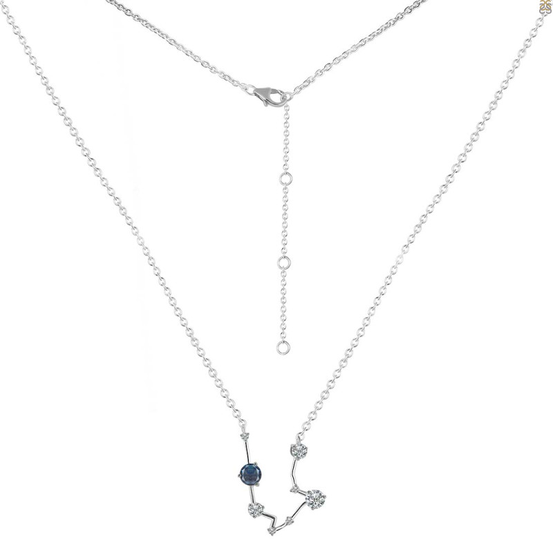 Aquarius Zodiac Star Constellation Labradorite & White Topaz Necklace