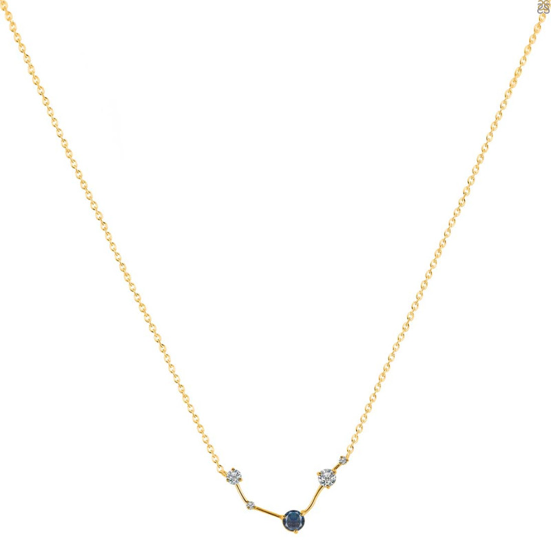 Aries Zodiac Star Constellation Labradorite & White Topaz Necklace LBD-RDN-488.