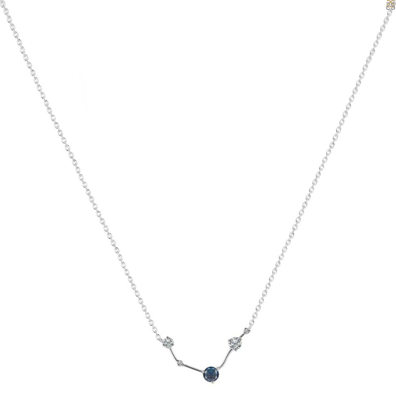 Aries Zodiac Star Constellation Labradorite & White Topaz Necklace LBD-RDN-488.