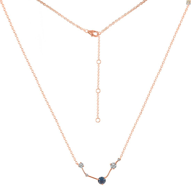 Aries Zodiac Star Constellation Labradorite & White Topaz Necklace LBD-RDN-488.
