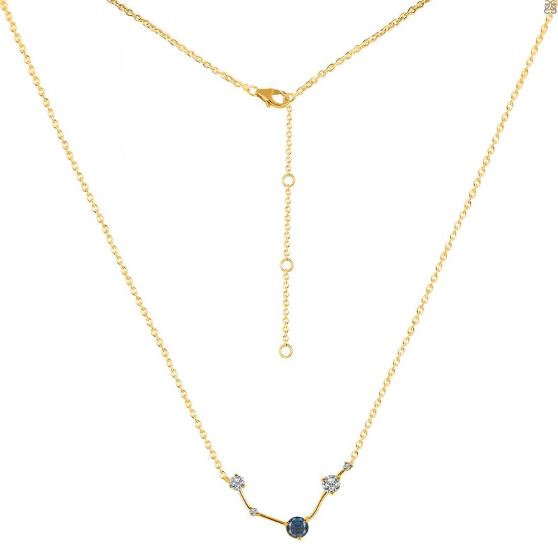 Aries Zodiac Star Constellation Labradorite & White Topaz Necklace LBD-RDN-488.