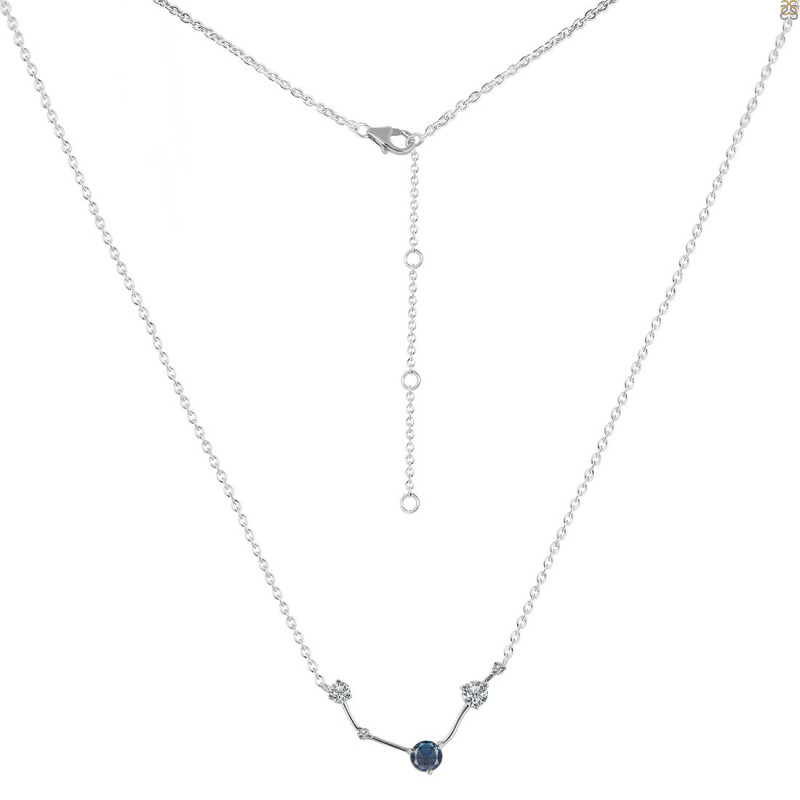Aries Zodiac Star Constellation Labradorite & White Topaz Necklace
