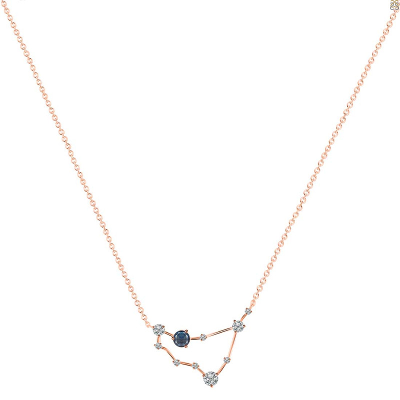 Capricorn Zodiac Star Constellation Labradorite & White Topaz Necklace LBD-RDN-489.