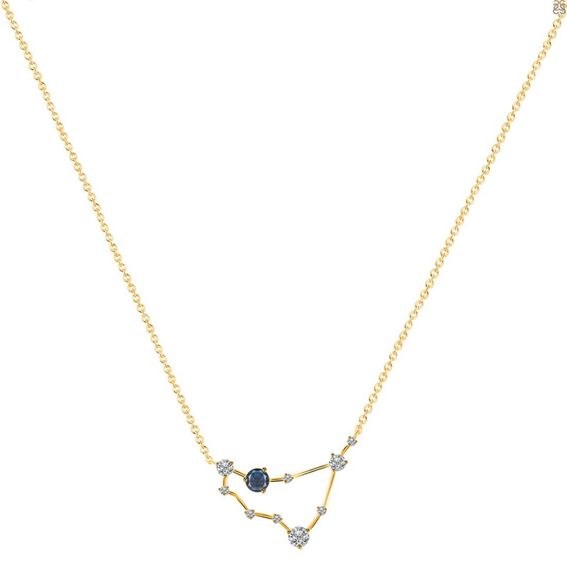 Capricorn Zodiac Star Constellation Labradorite & White Topaz Necklace LBD-RDN-489.