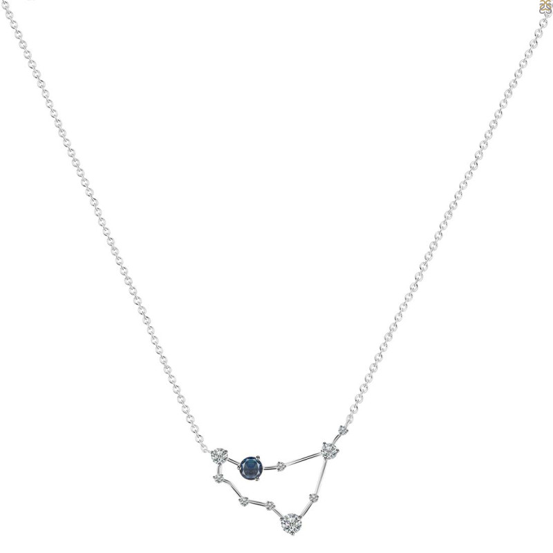 Capricorn Zodiac Star Constellation Labradorite & White Topaz Necklace LBD-RDN-489.