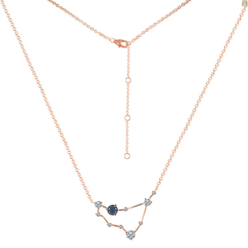 Capricorn Zodiac Star Constellation Labradorite & White Topaz Necklace LBD-RDN-489.