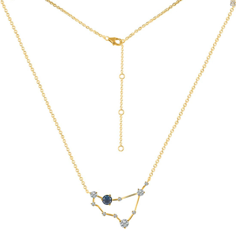 Capricorn Zodiac Star Constellation Labradorite & White Topaz Necklace LBD-RDN-489.