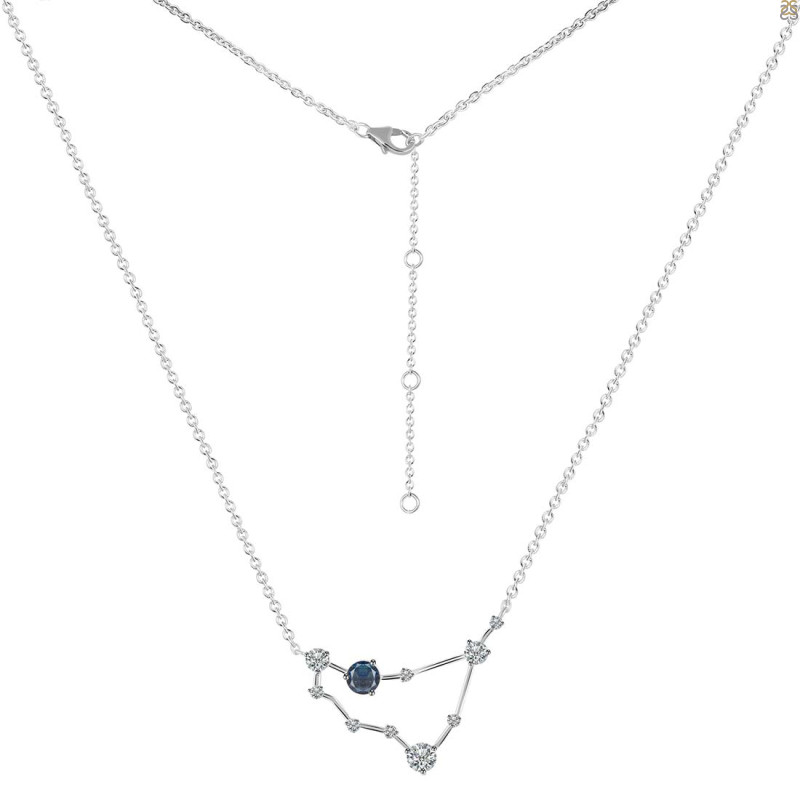 Capricorn Zodiac Star Constellation Labradorite & White Topaz Necklace