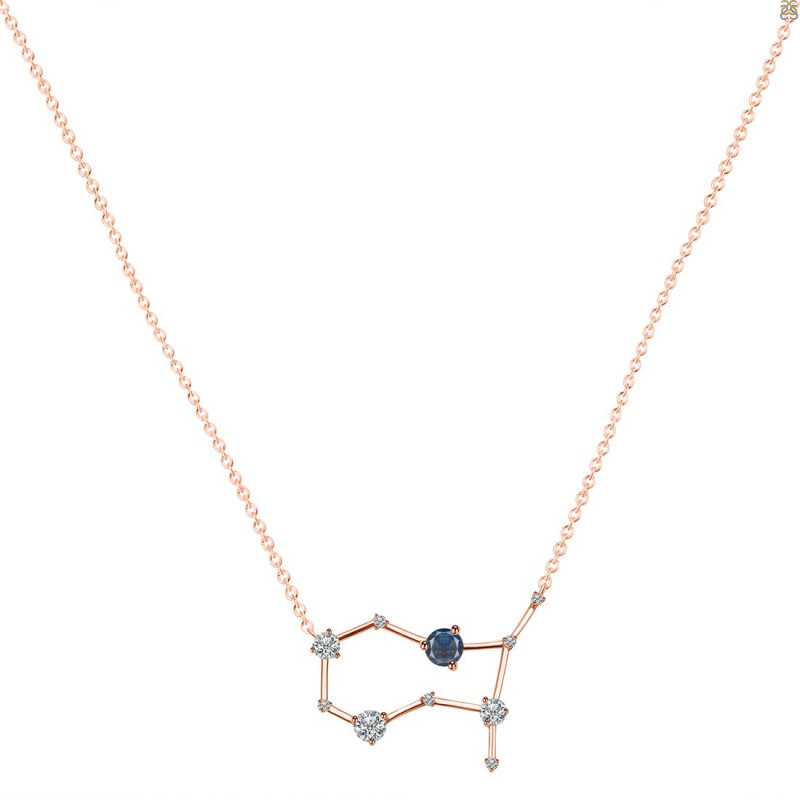 Gemini Zodiac Star Constellation Labradorite & White Topaz Necklace LBD-RDN-490.