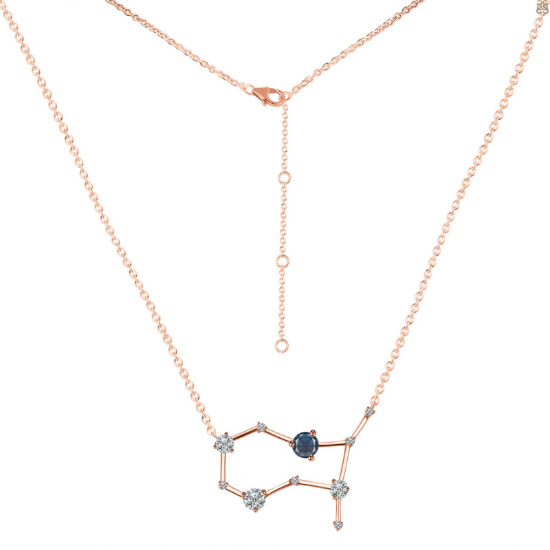 Gemini Zodiac Star Constellation Labradorite & White Topaz Necklace LBD-RDN-490.