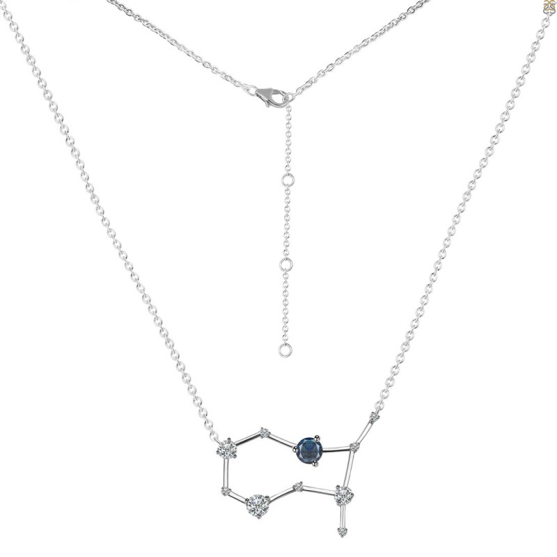 Gemini Zodiac Star Constellation Labradorite & White Topaz Necklace