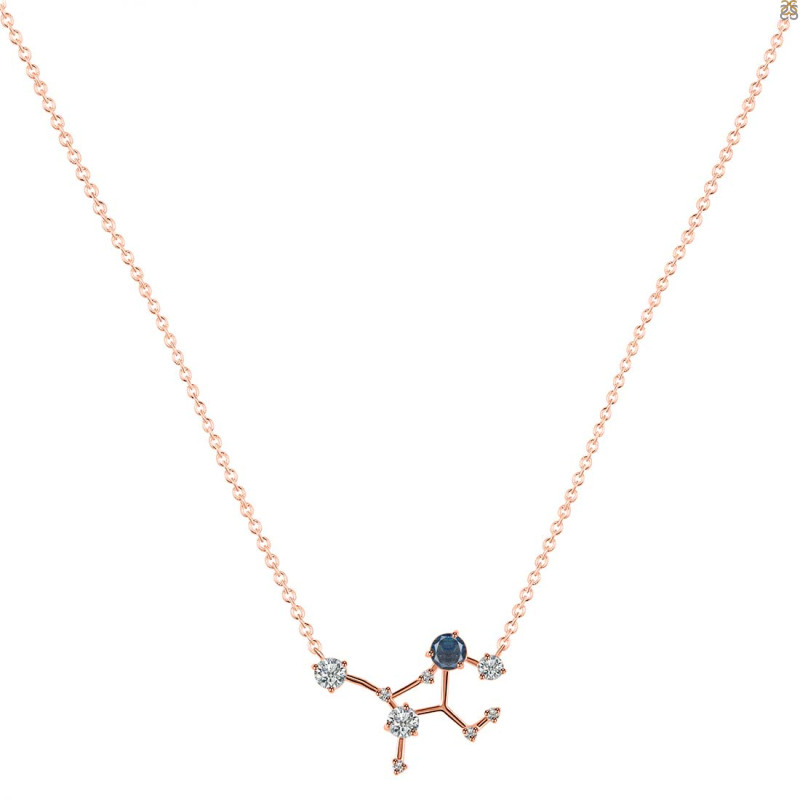 Virgo Zodiac Star Constellation Labradorite & White Topaz Necklace LBD-RDN-491.