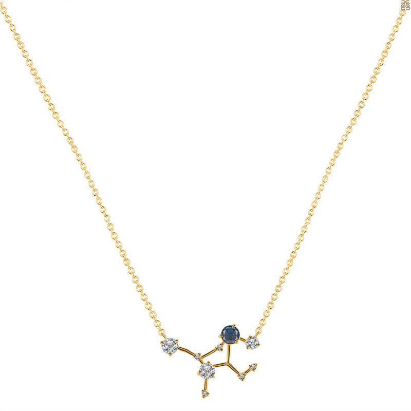 Virgo Zodiac Star Constellation Labradorite & White Topaz Necklace LBD-RDN-491.