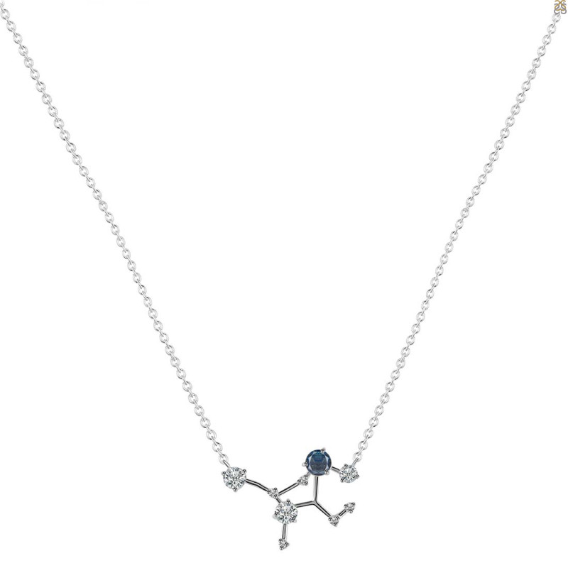Virgo Zodiac Star Constellation Labradorite & White Topaz Necklace LBD-RDN-491.