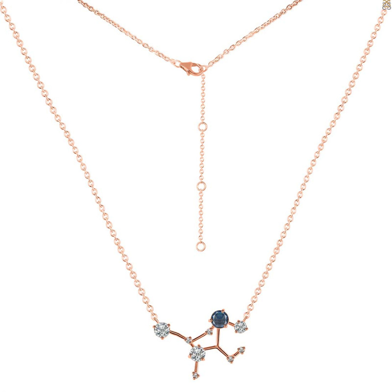 Virgo Zodiac Star Constellation Labradorite & White Topaz Necklace LBD-RDN-491.