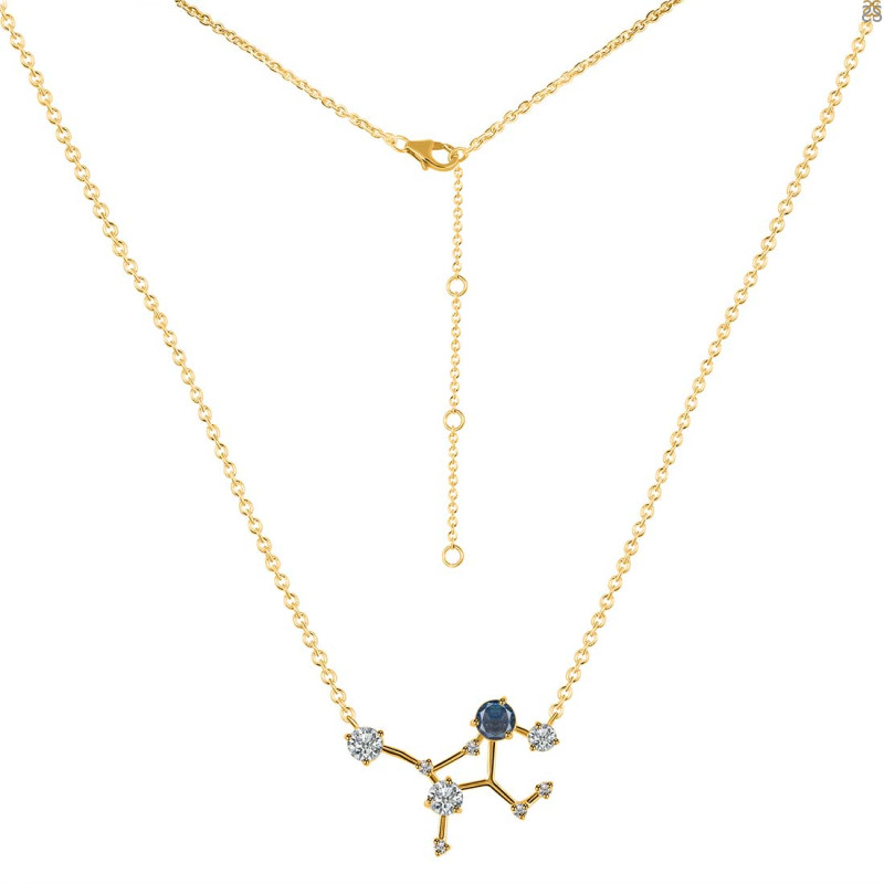 Virgo Zodiac Star Constellation Labradorite & White Topaz Necklace LBD-RDN-491.