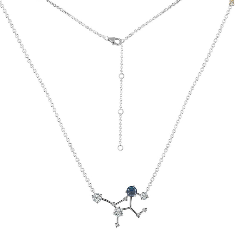 Virgo Zodiac Star Constellation Labradorite & White Topaz Necklace