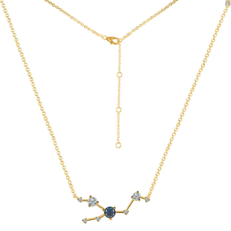Taurus Zodiac Star Constellation Labradorite & White Topaz Necklace LBD-RDN-492.