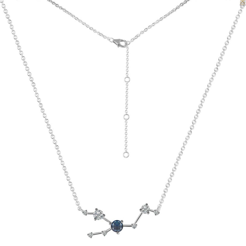 Taurus Zodiac Star Constellation Labradorite & White Topaz Necklace