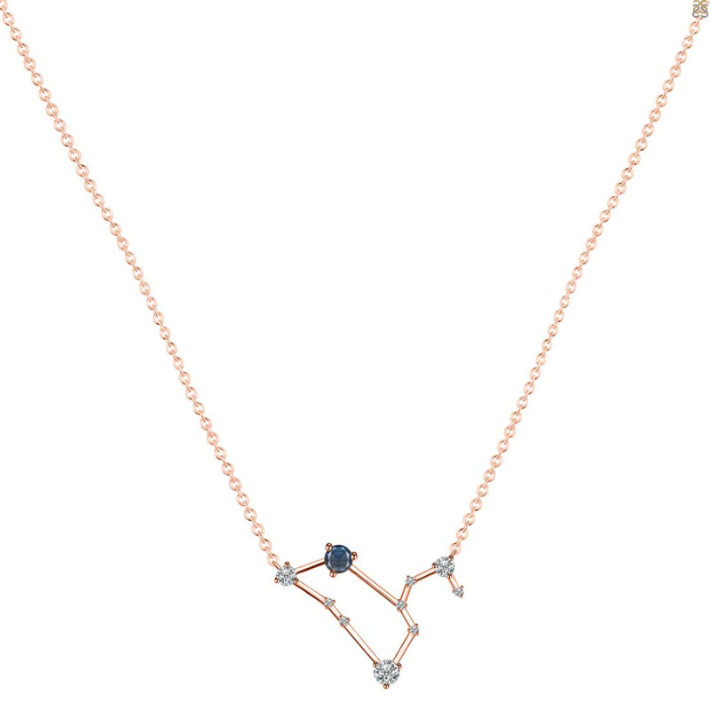 Leo Zodiac Star Constellation Labradorite & White Topaz Necklace LBD-RDN-493.