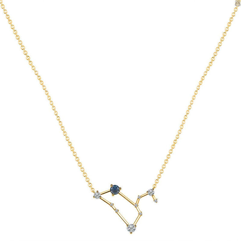 Leo Zodiac Star Constellation Labradorite & White Topaz Necklace LBD-RDN-493.
