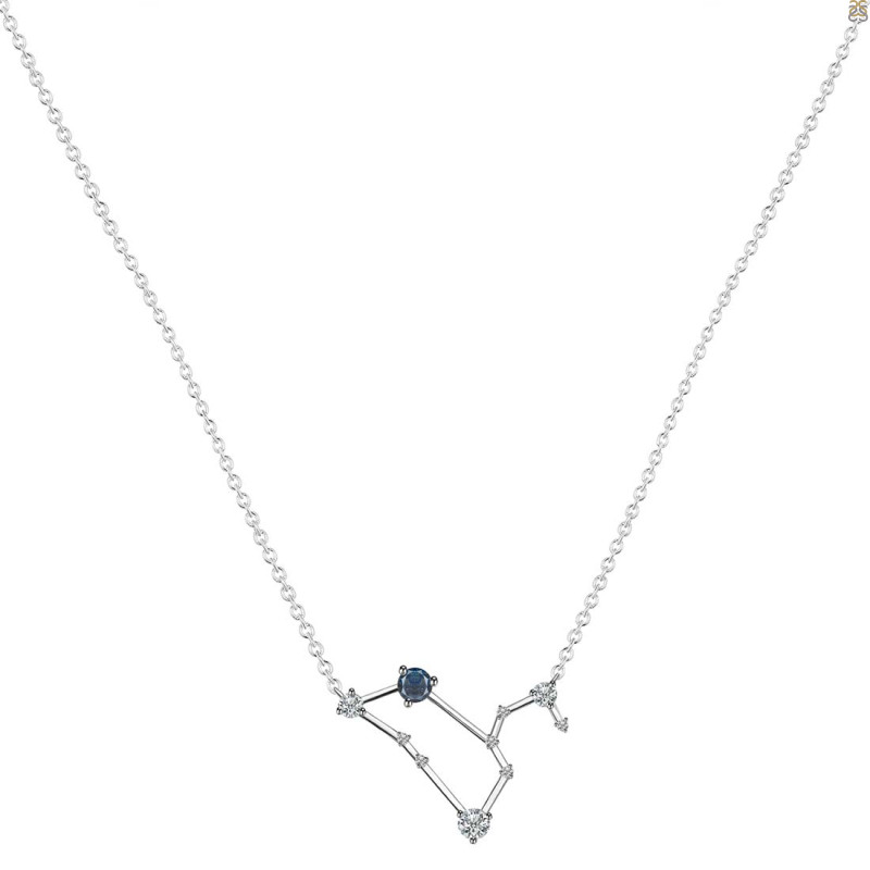 Leo Zodiac Star Constellation Labradorite & White Topaz Necklace LBD-RDN-493.