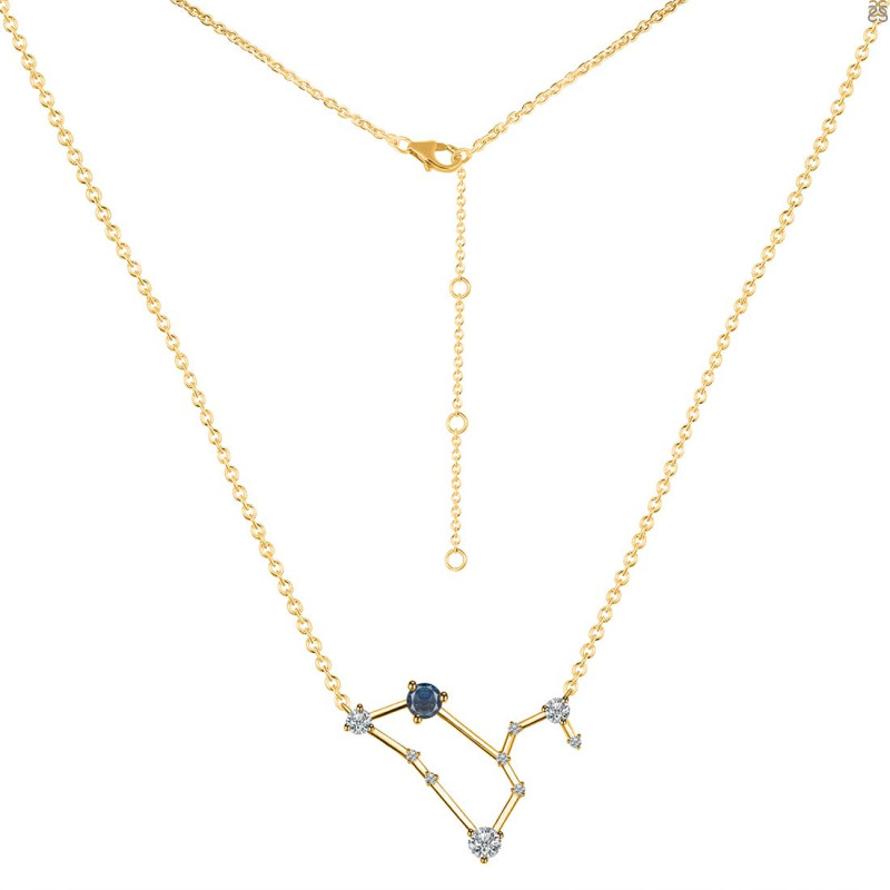 Leo Zodiac Star Constellation Labradorite & White Topaz Necklace LBD-RDN-493.
