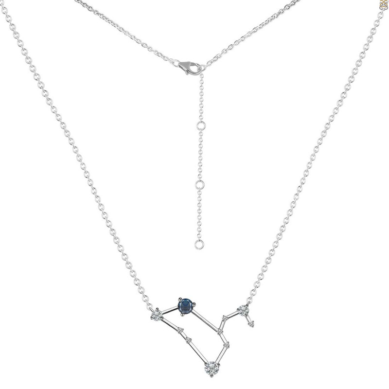 Leo Zodiac Star Constellation Labradorite & White Topaz Necklace