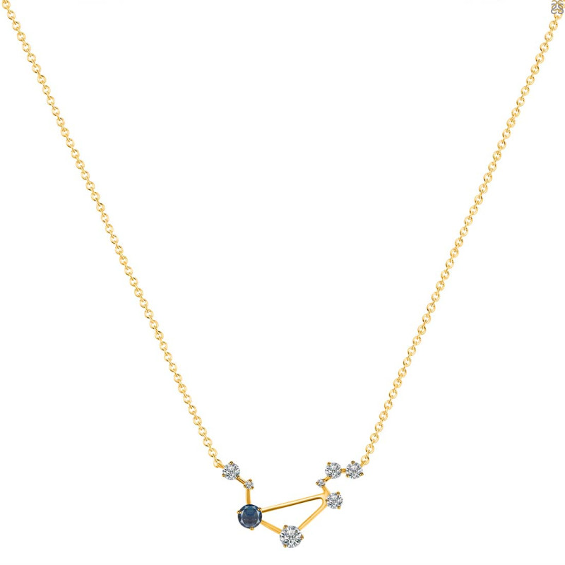 Libra Zodiac Star Constellation Labradorite & White Topaz Necklace LBD-RDN-494.