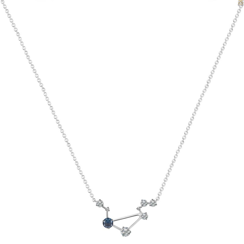 Libra Zodiac Star Constellation Labradorite & White Topaz Necklace LBD-RDN-494.