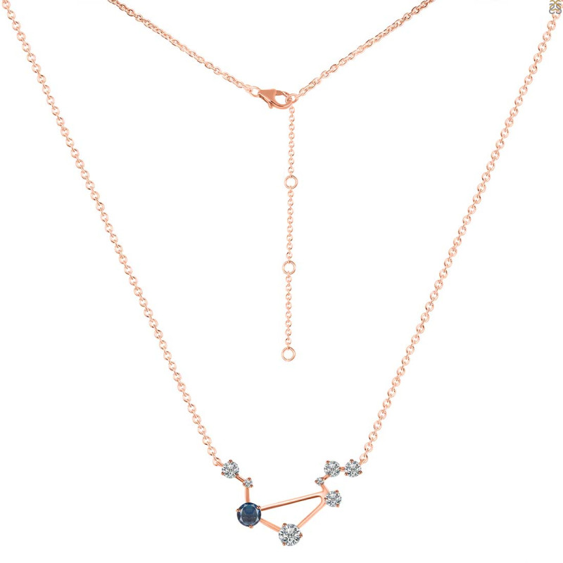 Libra Zodiac Star Constellation Labradorite & White Topaz Necklace LBD-RDN-494.