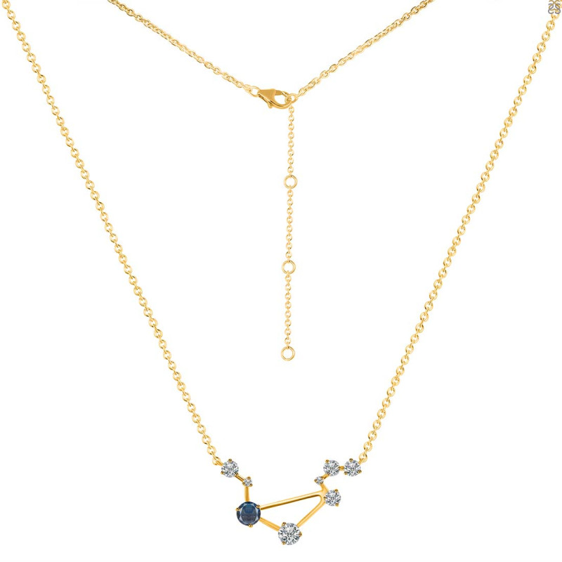 Libra Zodiac Star Constellation Labradorite & White Topaz Necklace LBD-RDN-494.