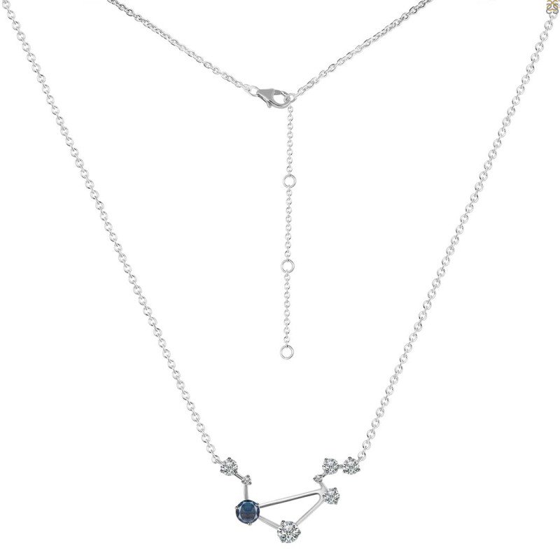 Libra Zodiac Star Constellation Labradorite & White Topaz Necklace