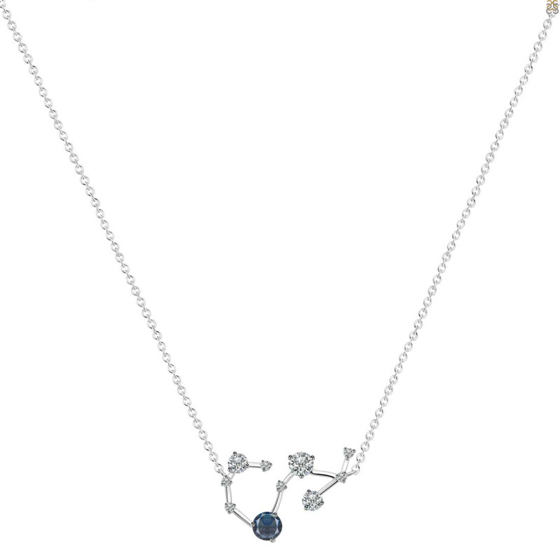 Scorpio Zodiac Star Constellation Labradorite & White Topaz Necklace LBD-RDN-495.