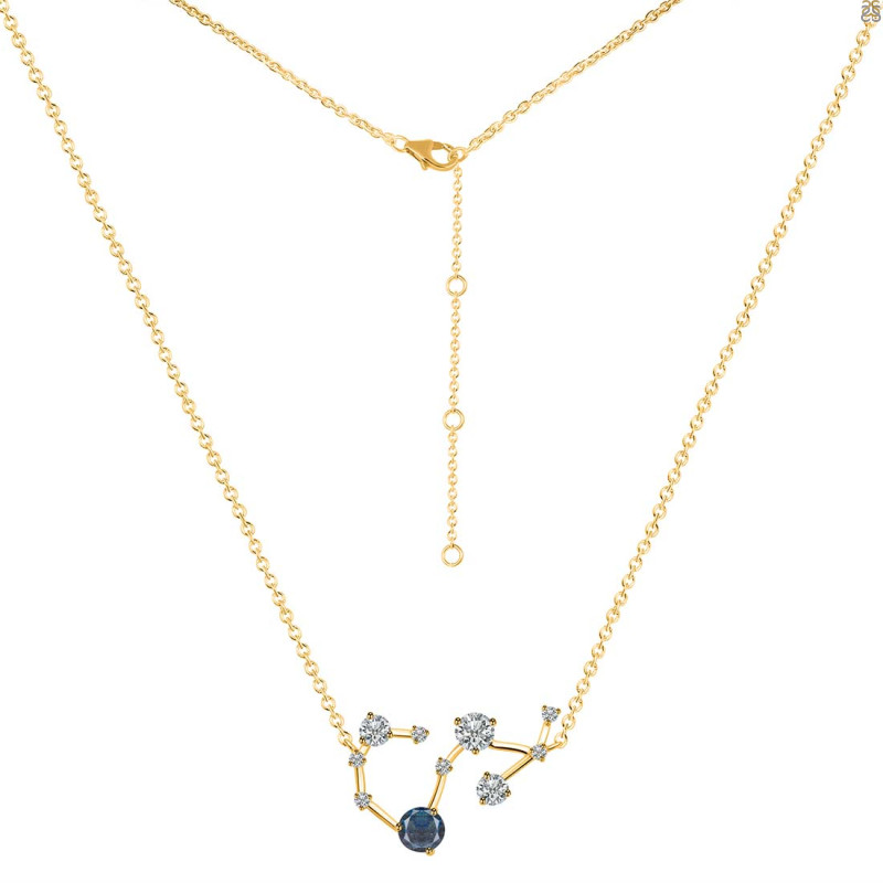 Scorpio Zodiac Star Constellation Labradorite & White Topaz Necklace LBD-RDN-495.