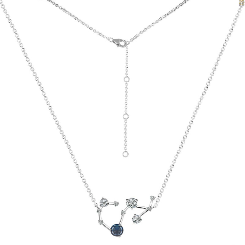 Scorpio Zodiac Star Constellation Labradorite & White Topaz Necklace