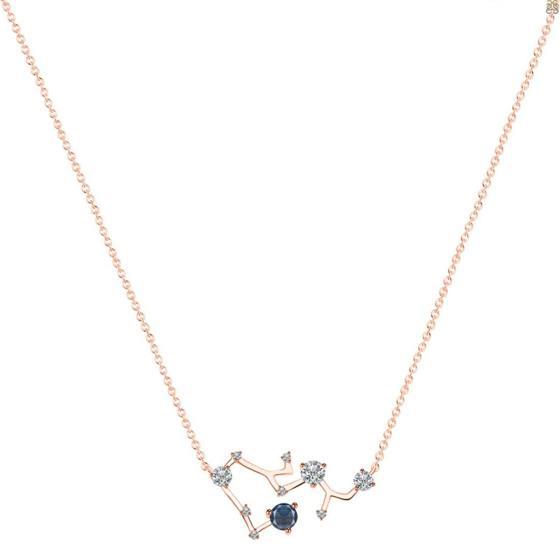 Sagittarius Zodiac Star Constellation Labradorite & White Topaz Necklace LBD-RDN-496.