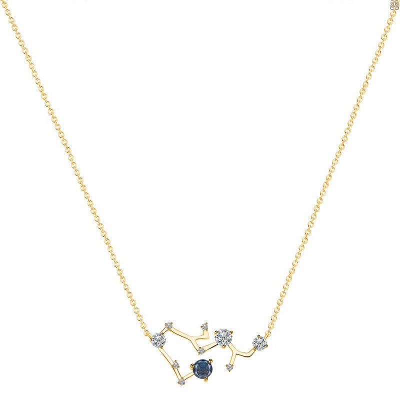 Sagittarius Zodiac Star Constellation Labradorite & White Topaz Necklace LBD-RDN-496.