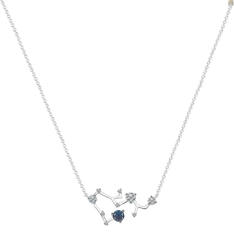 Sagittarius Zodiac Star Constellation Labradorite & White Topaz Necklace LBD-RDN-496.