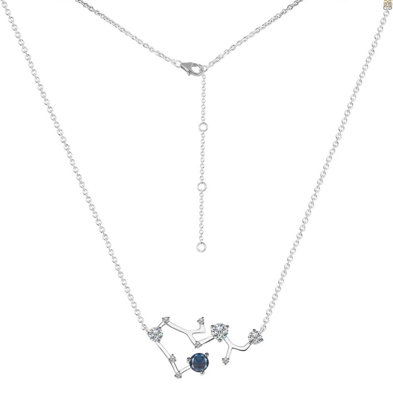 Sagittarius Zodiac Star Constellation Labradorite & White Topaz Necklace