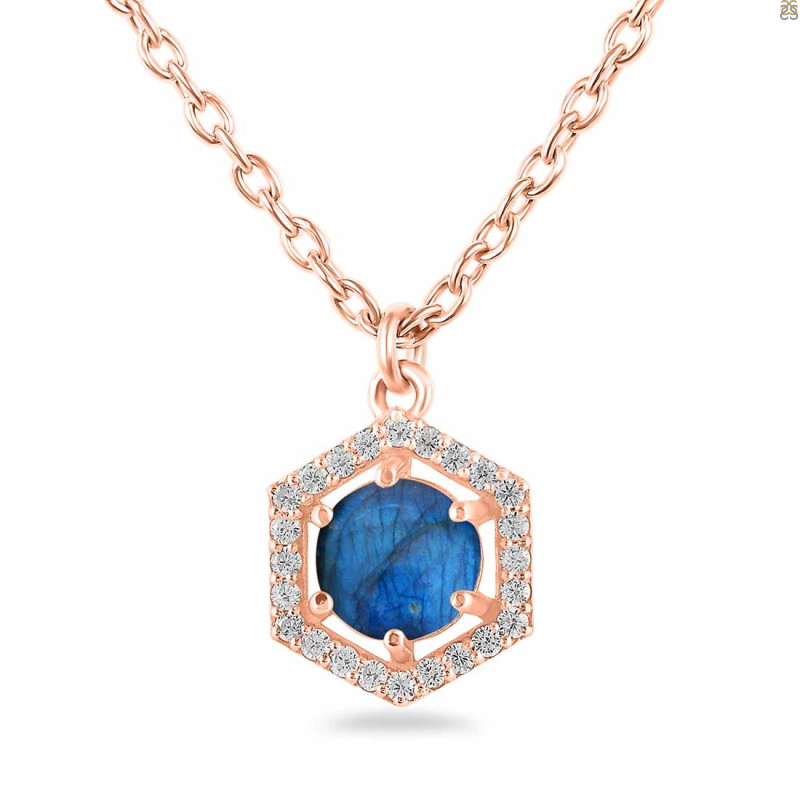 Labradorite & White Topaz Necklace With Slider Lock LBD-RDN-69.