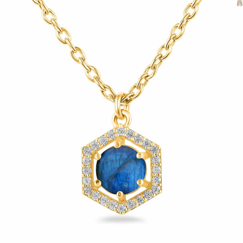Labradorite & White Topaz Necklace With Slider Lock LBD-RDN-69.