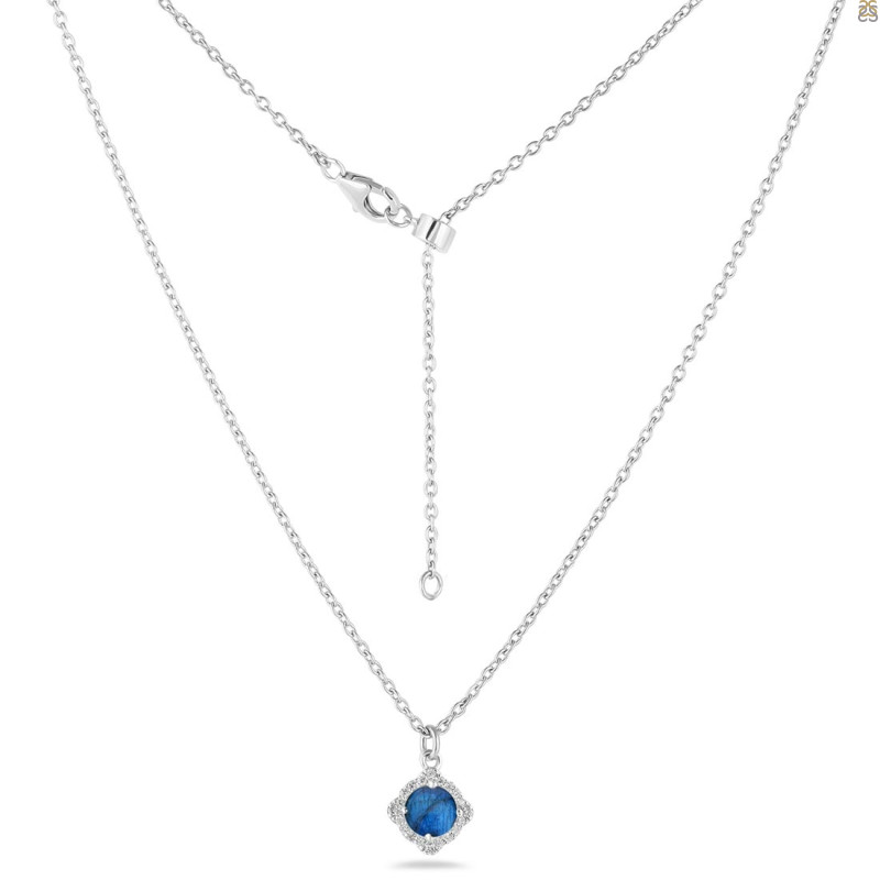 Labradorite & White Topaz Necklace With Slider Lock